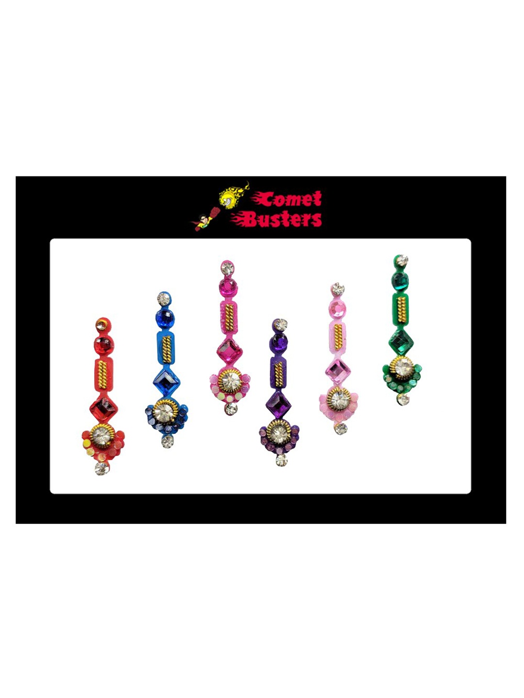 

Comet Busters 6 Pcs Reusable Traditional Bindi - Multicolored, Multi
