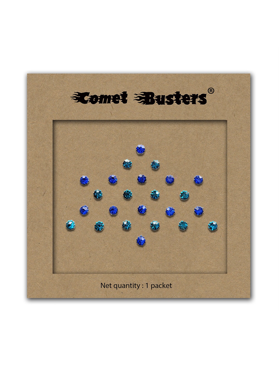 

Comet Busters Set of 24 Embellished Traditional Bindis - Blue