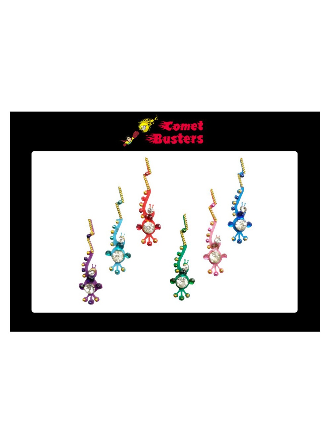 

Comet Busters Embellished Bindis - 6 Pcs, Blue