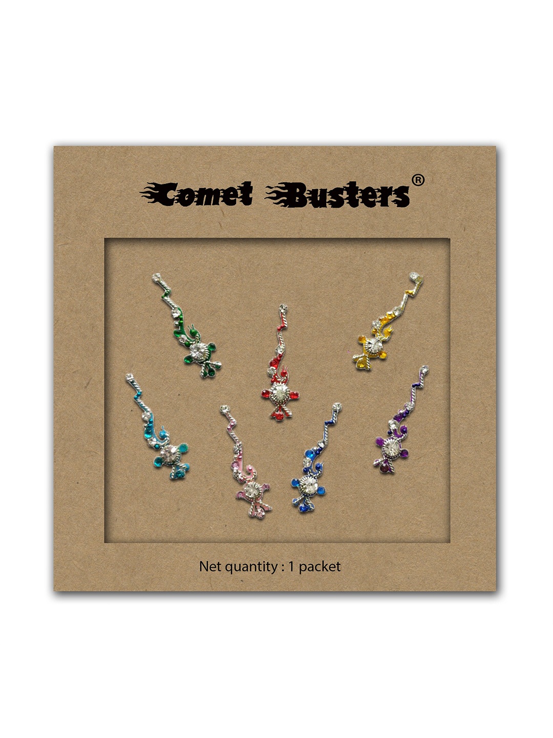 

Comet Busters Embellished Bindis - 7 Pcs, Blue