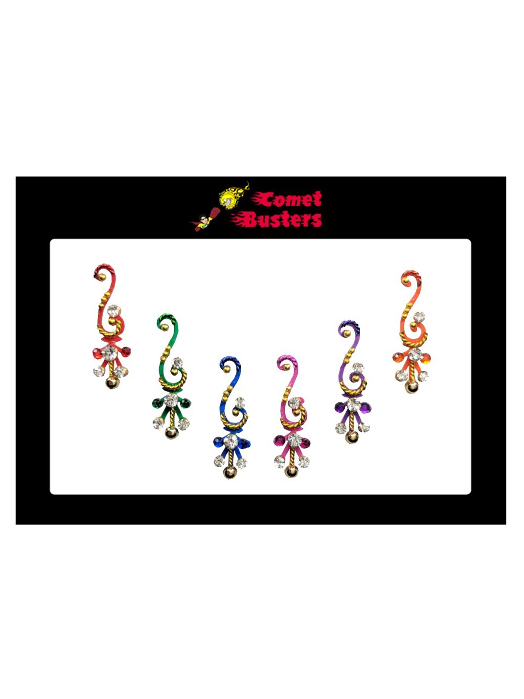 

Comet Busters 6 Pcs Reusable Traditional Bindi - Multicolored, Multi