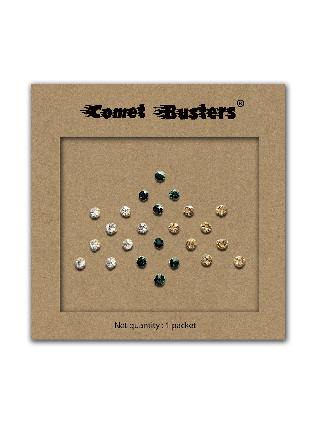 

Comet Busters Round Shaped Embellished Bindis - 24 Pcs, Green