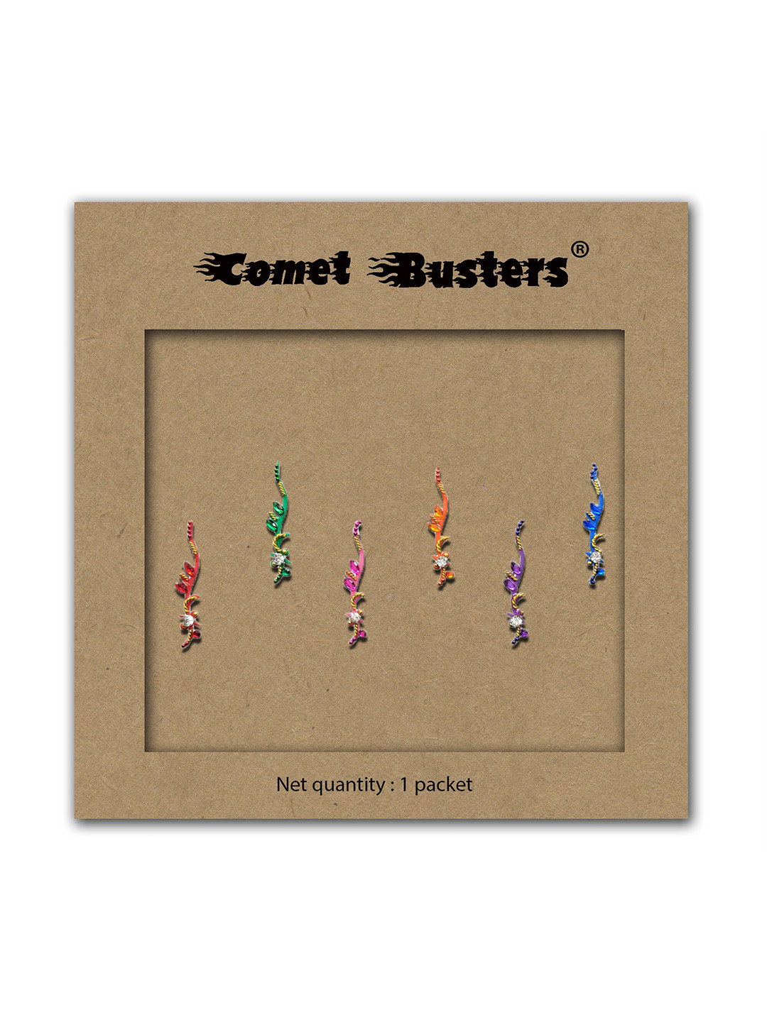 

Comet Busters 6 Pcs Embellished Reusable Designer Bindis - Multicoloured, Multi