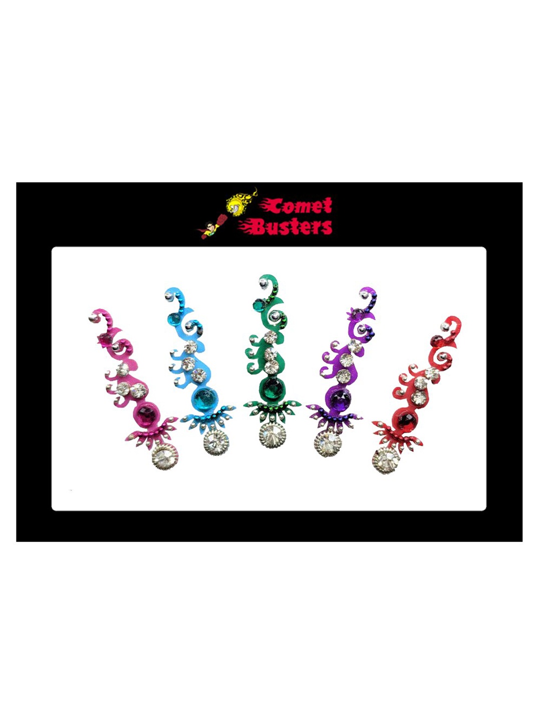 

Comet Busters Embellished Bindis - 5 Pcs, Multi