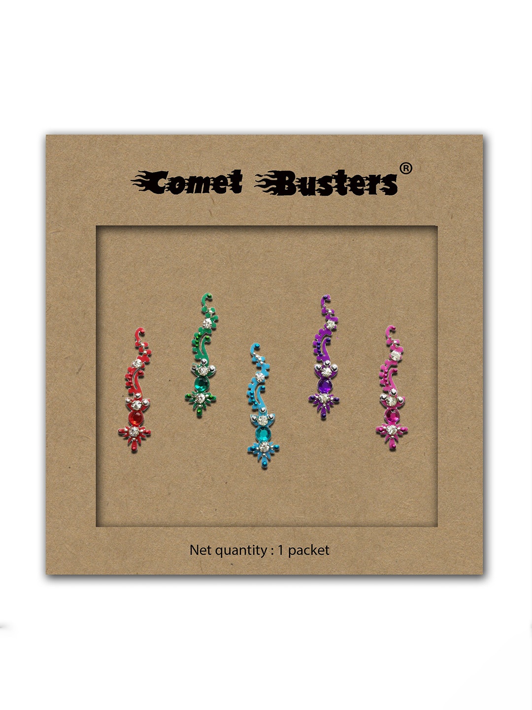 

Comet Busters Embellished Bindis - 5 Pcs, Green