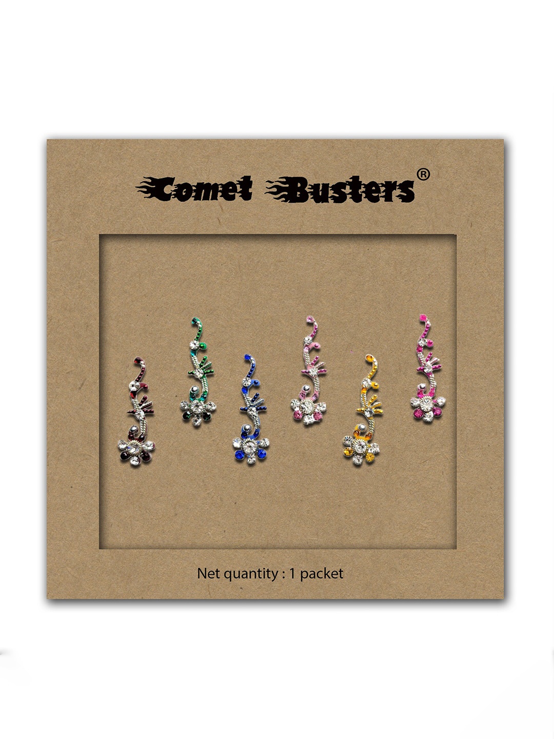 

Comet Busters Embellished Bindis - 6 Pcs, Blue