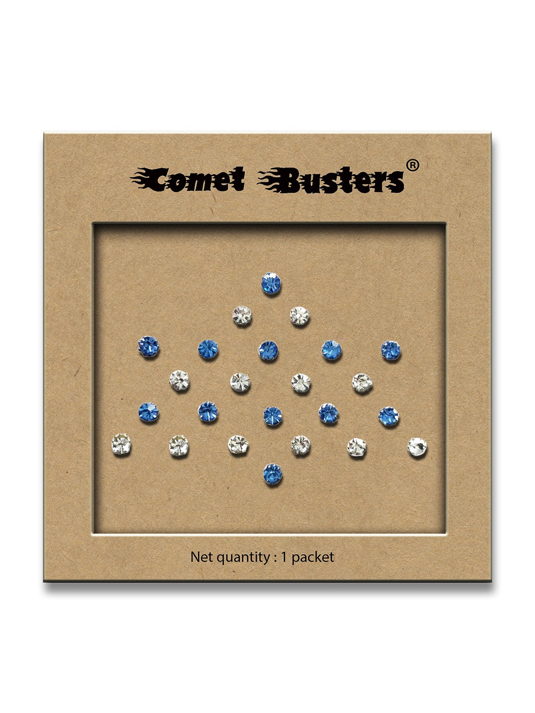 

Comet Busters Set of 24 Embellished Handcrafted Bindis - Blue & Silver