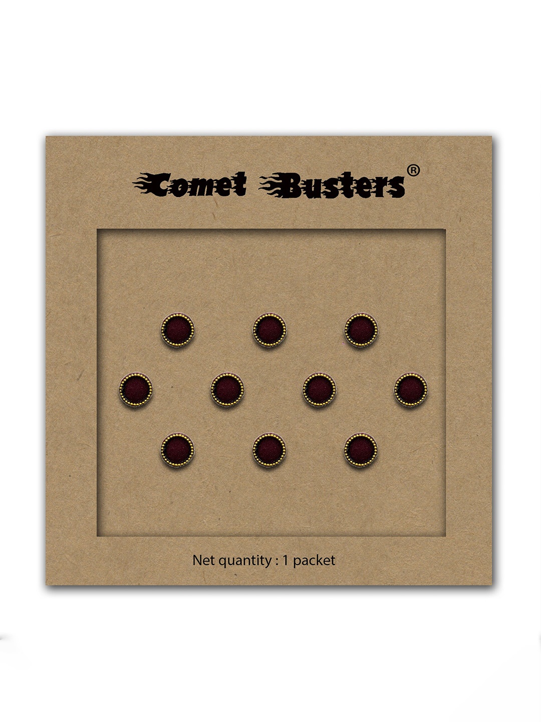 

Comet Busters Set of 10 Handcrafted Designer Bindis - Maroon