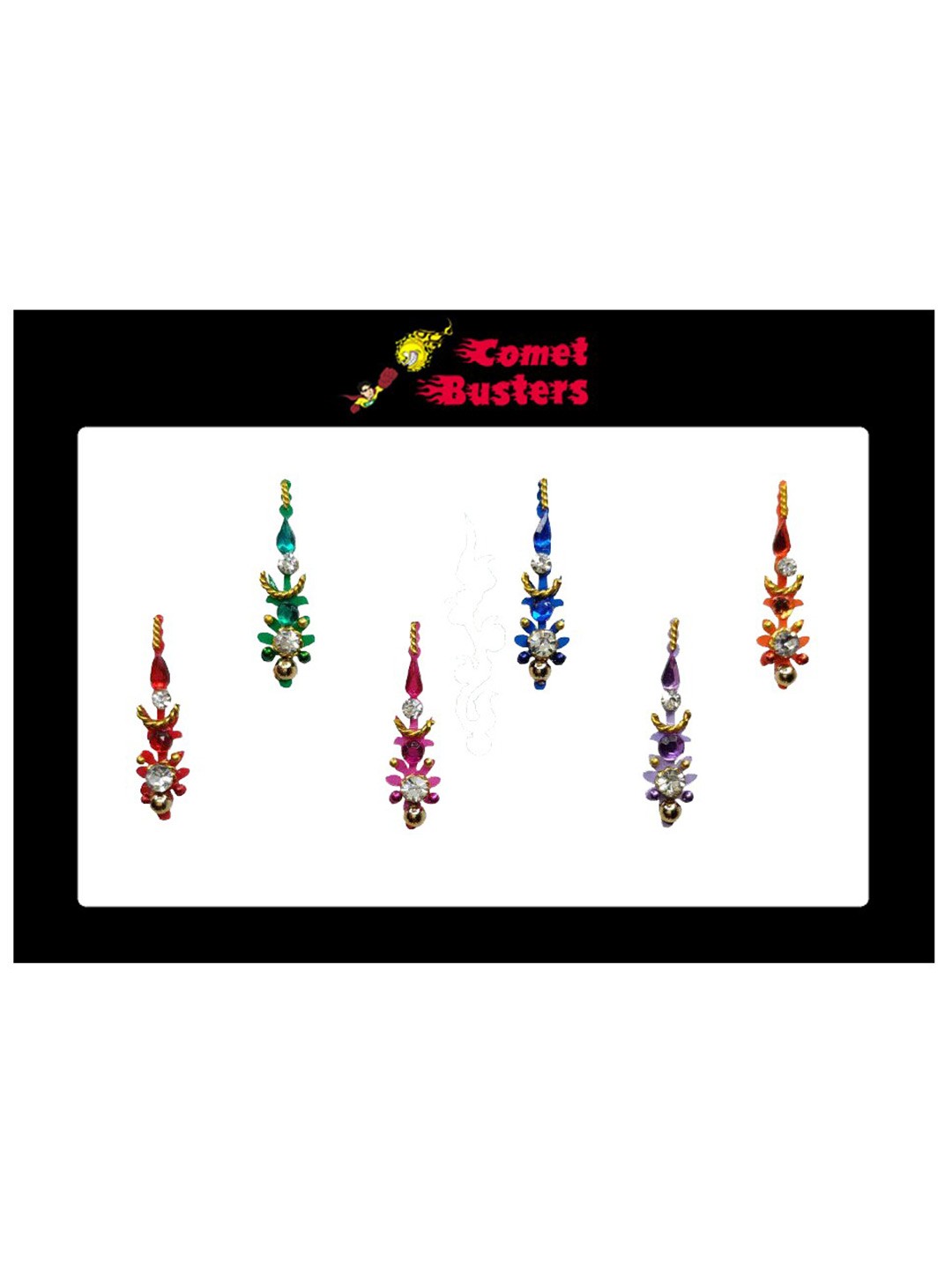

Comet Busters 6 Pcs Reusable Handcrafted Designer Bindi - Multicolored, Multi