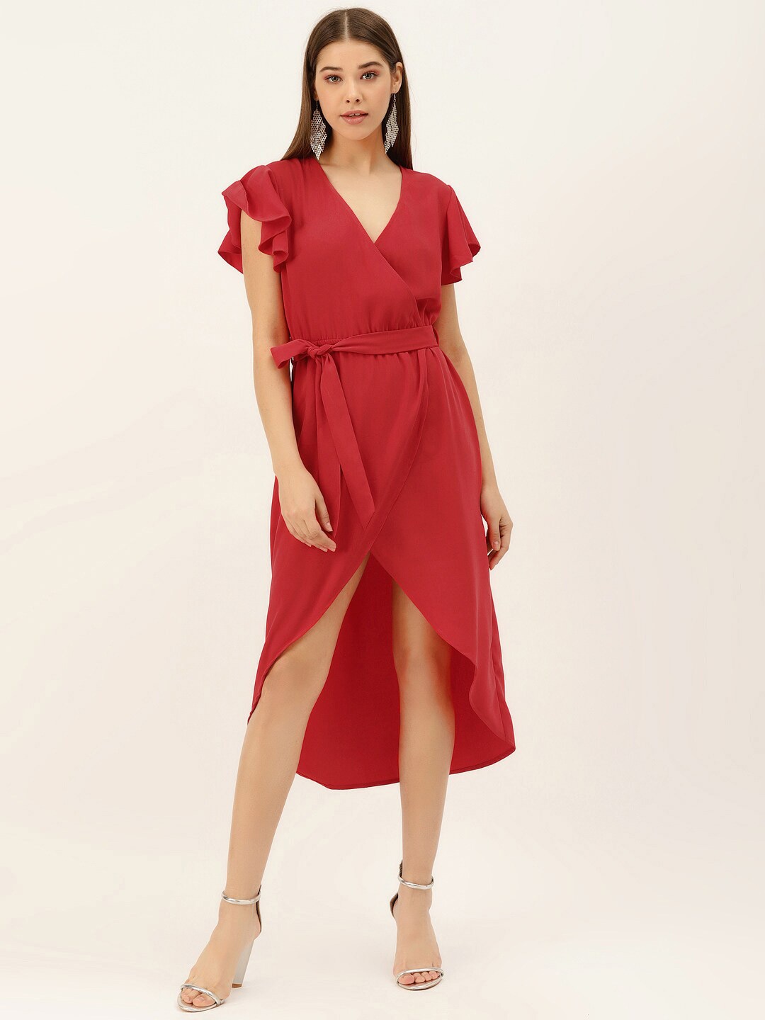 

DODO & MOA V-Neck Midi Dress, Red