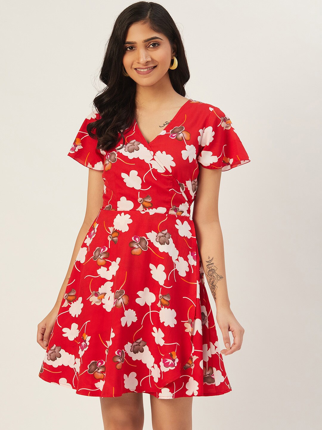 

DODO & MOA Floral Printed Dress, Red