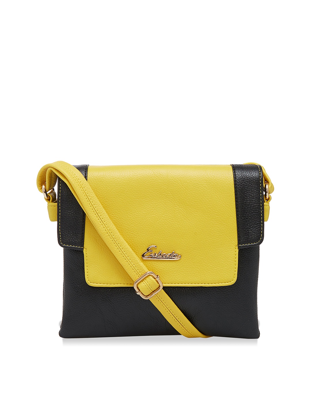 

ESBEDA Black & Yellow Colourblocked Sling Bag