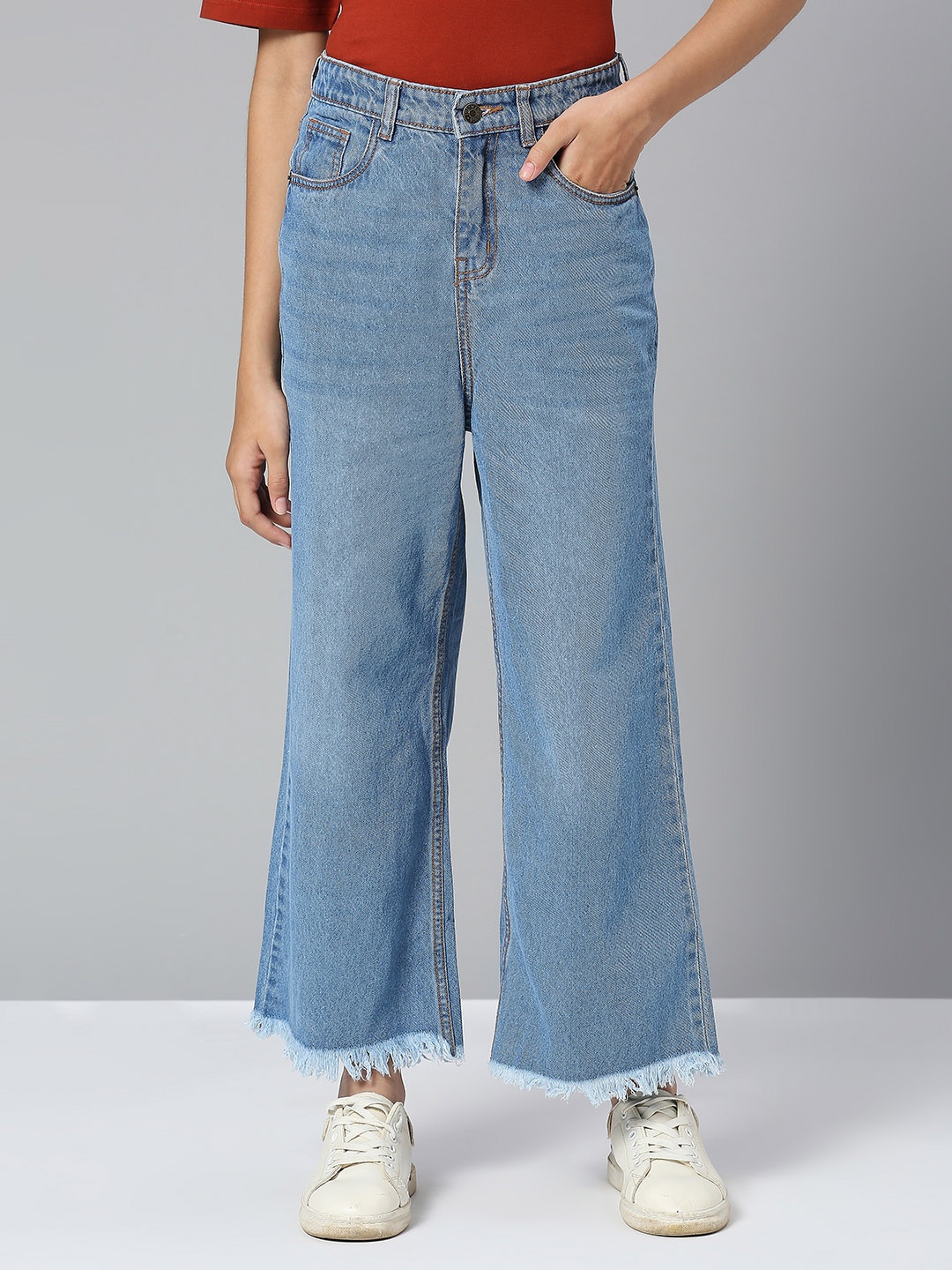 JUSTICE Girls Mid-Rise Flared Jeans, Blue