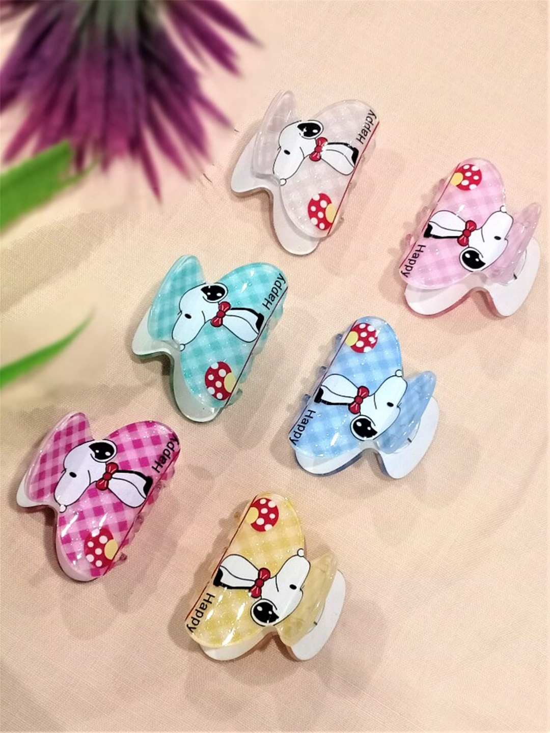

FEMMIBELLA Women Set of 6 Printed Claw Clip, Blue