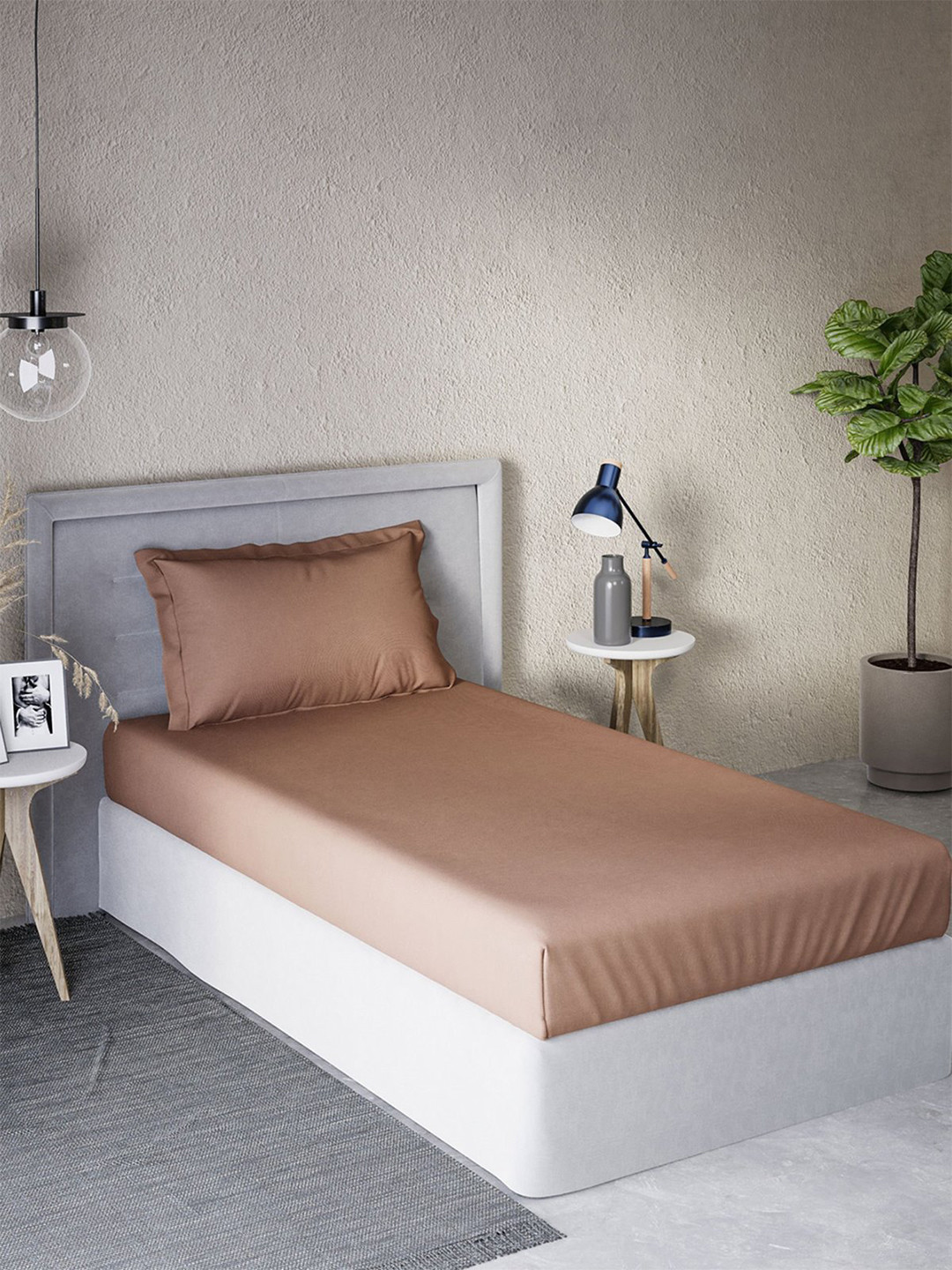 

DDecor Live Beautiful Brown 180 TC Cotton Flat Single Bedsheet with 1 Pillow Cover