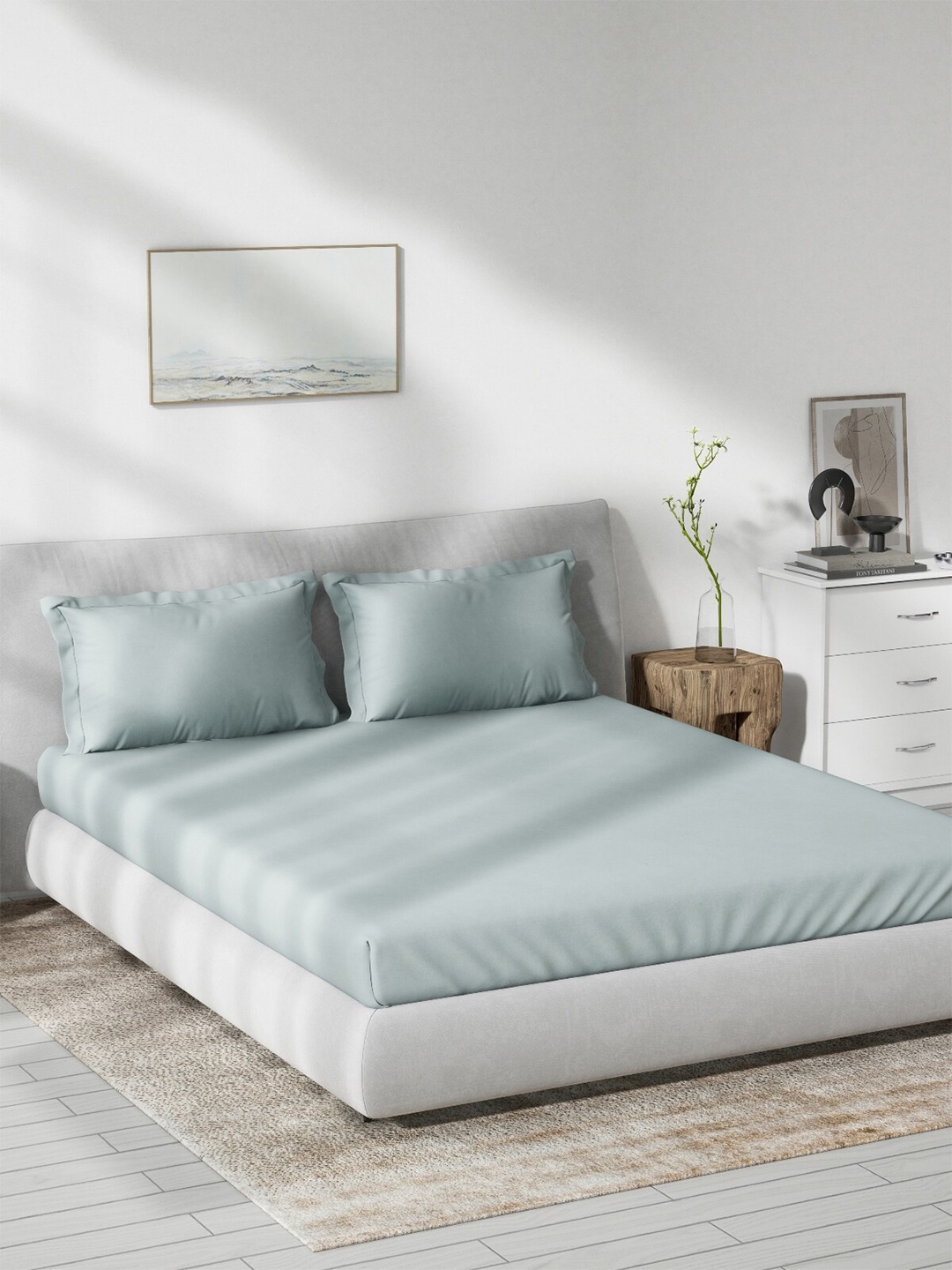 

DDecor Live Beautiful Blue 180 TC Cotton Flat King Bedsheet with 2 Pillow Covers