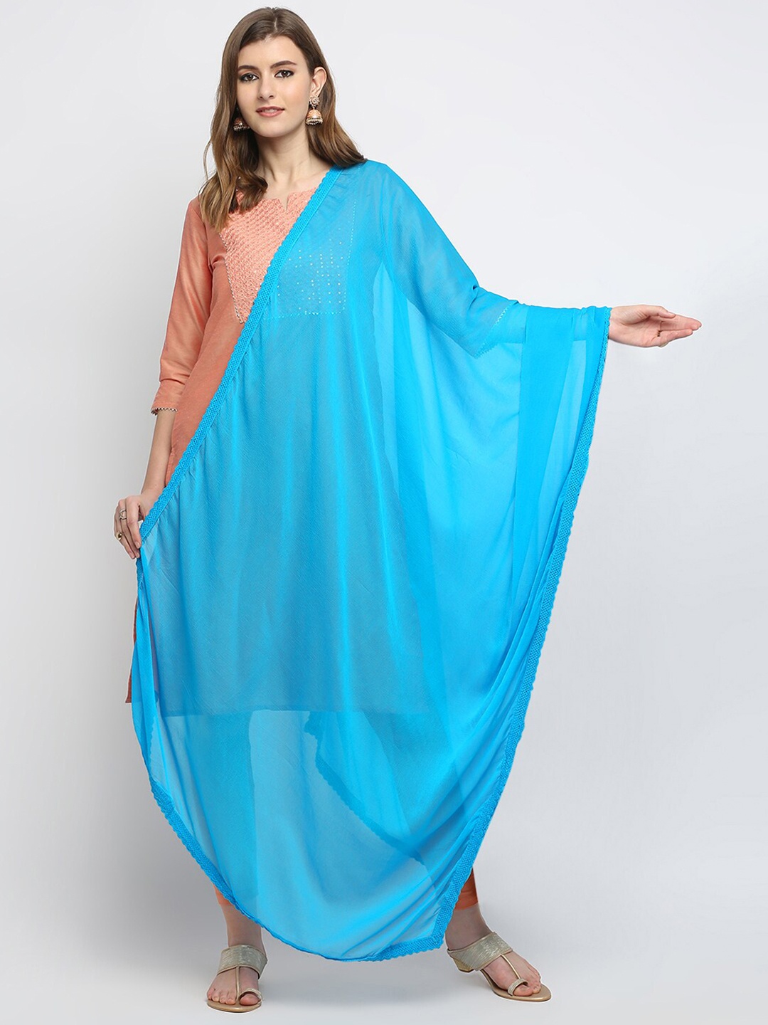 

Dupatta Bazaar Chiffon Dupatta, Turquoise blue