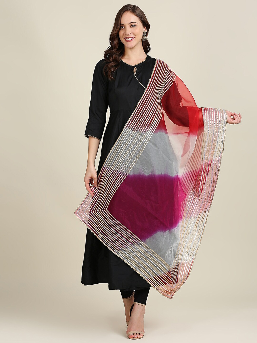 

Dupatta Bazaar Dyed Organza Dupatta with Gotta Patti, Pink