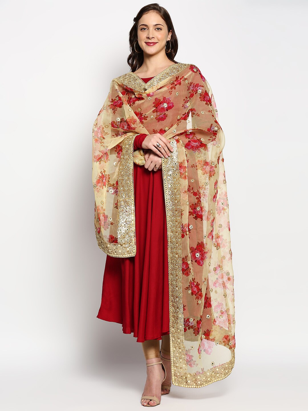 

Dupatta Bazaar Embroidered Organza Dupatta with Sequinned, Yellow