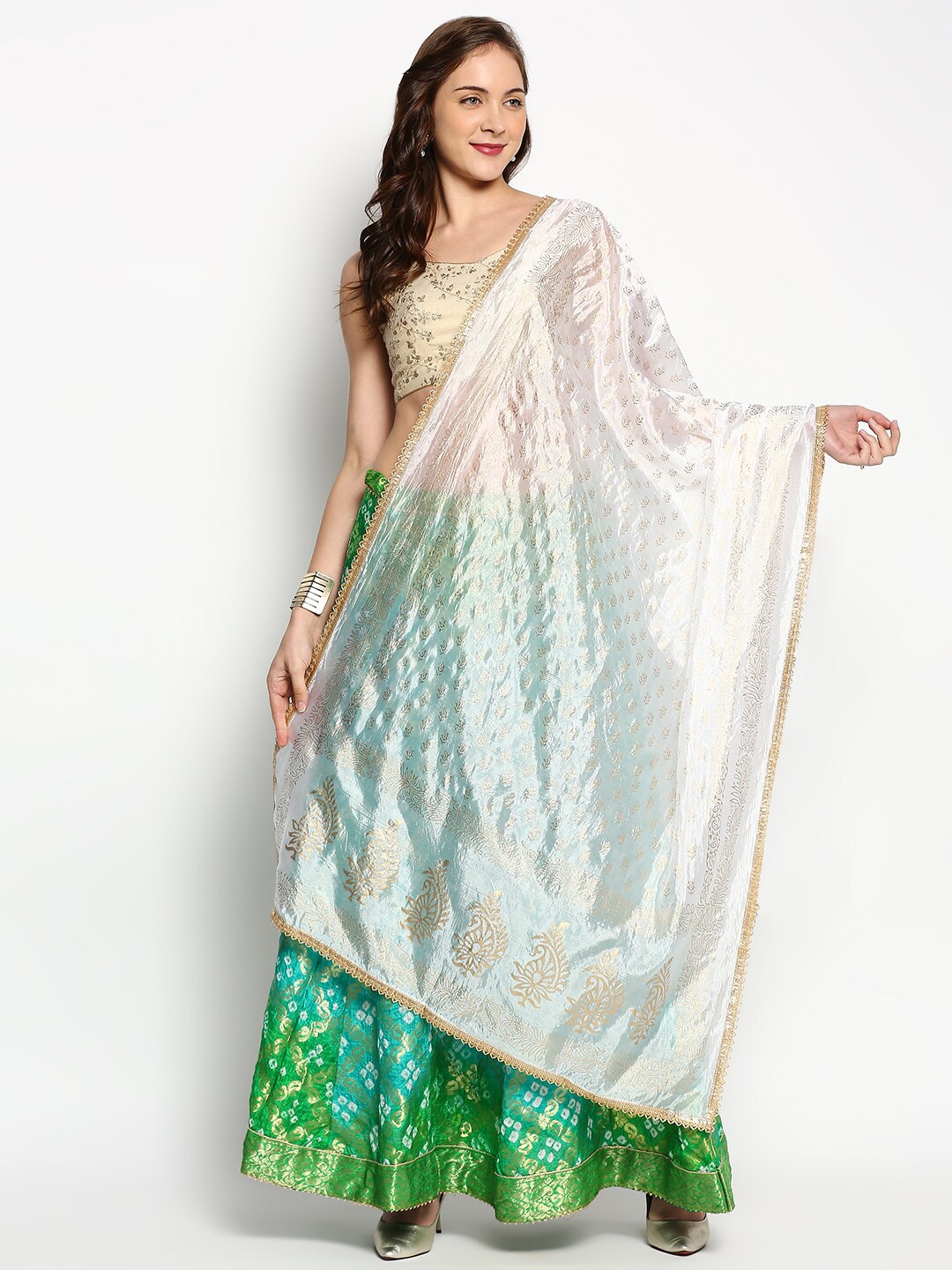 

Dupatta Bazaar Printed Khari Print Dupatta, White