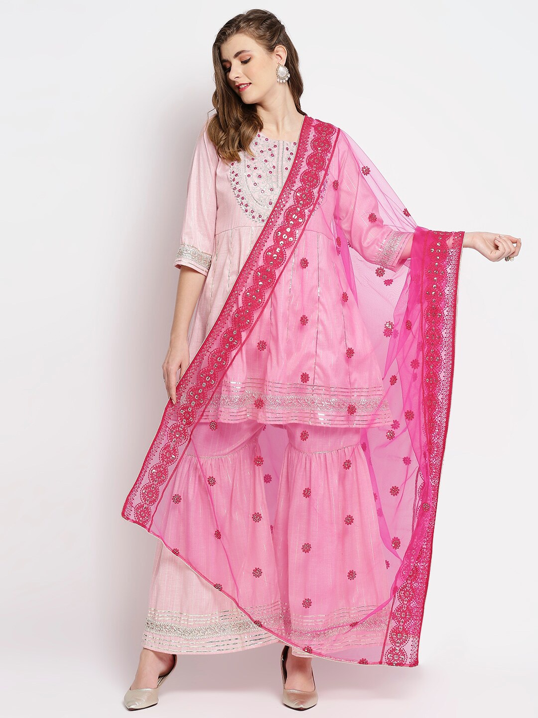 

Dupatta Bazaar Ethnic Motifs Woven Design Dupatta, Pink