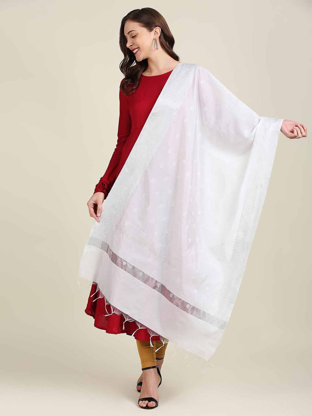 

Dupatta Bazaar Ethnic Motifs Woven Design Dupatta, White