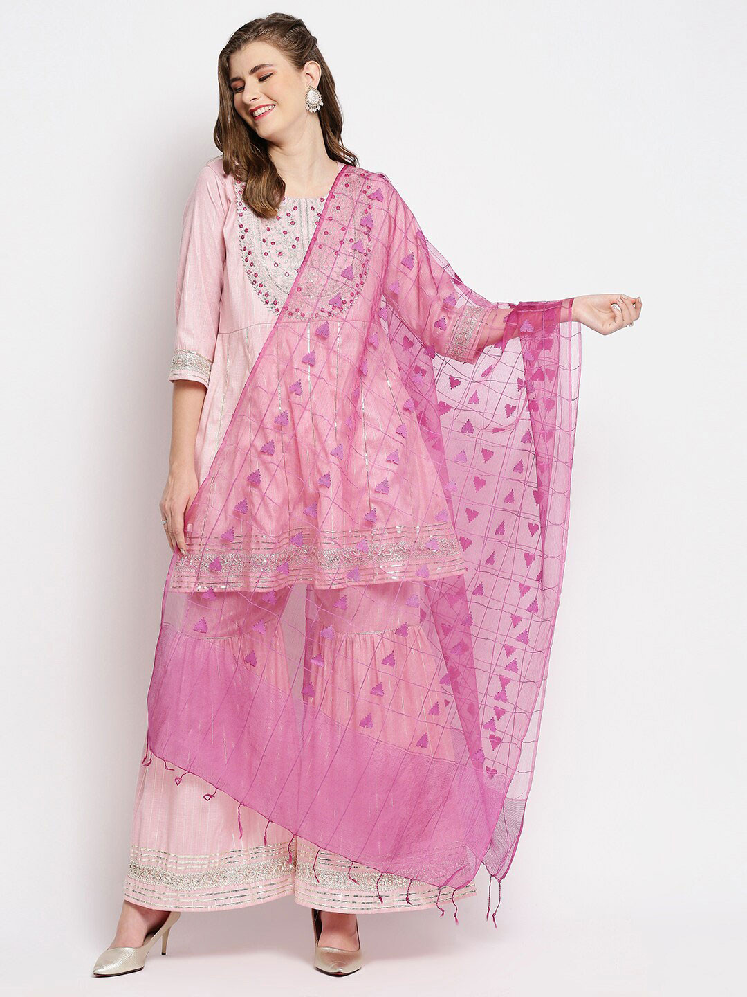 

Dupatta Bazaar Woven Design Organza Dupatta, Purple