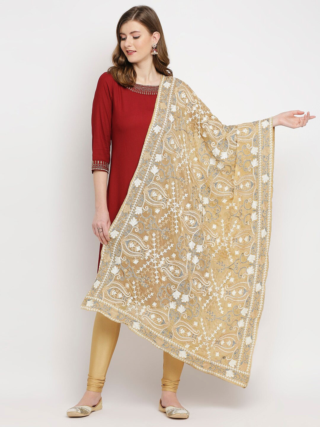 

Dupatta Bazaar Embroidered Dupatta, Beige