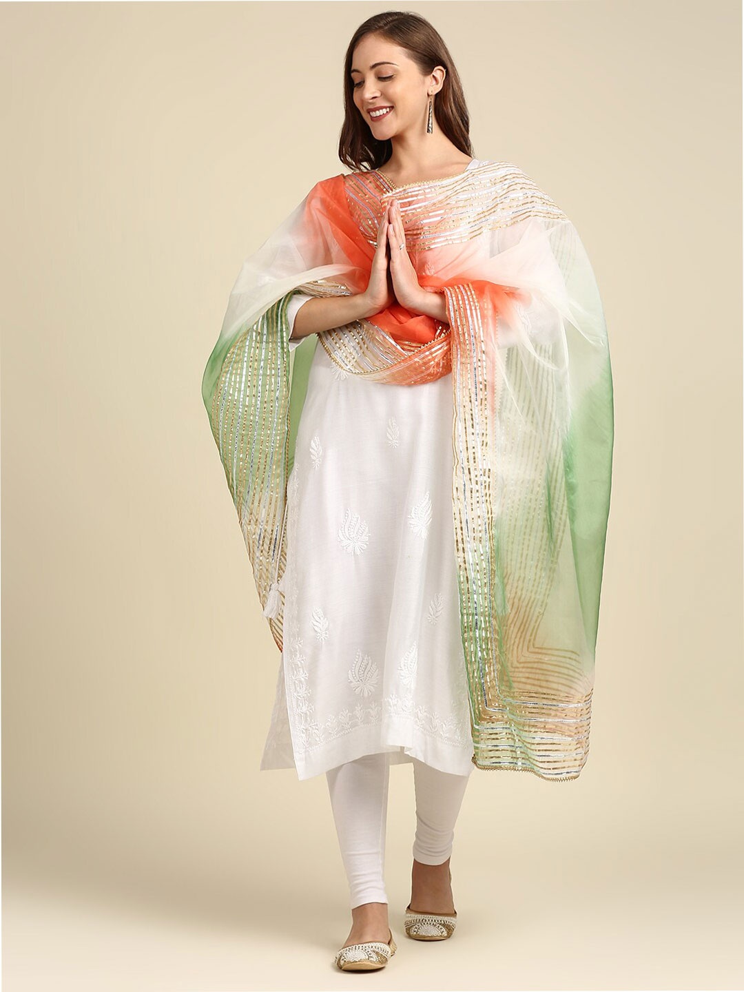 

Dupatta Bazaar Dyed Organza Dupatta with Gotta Patti, White