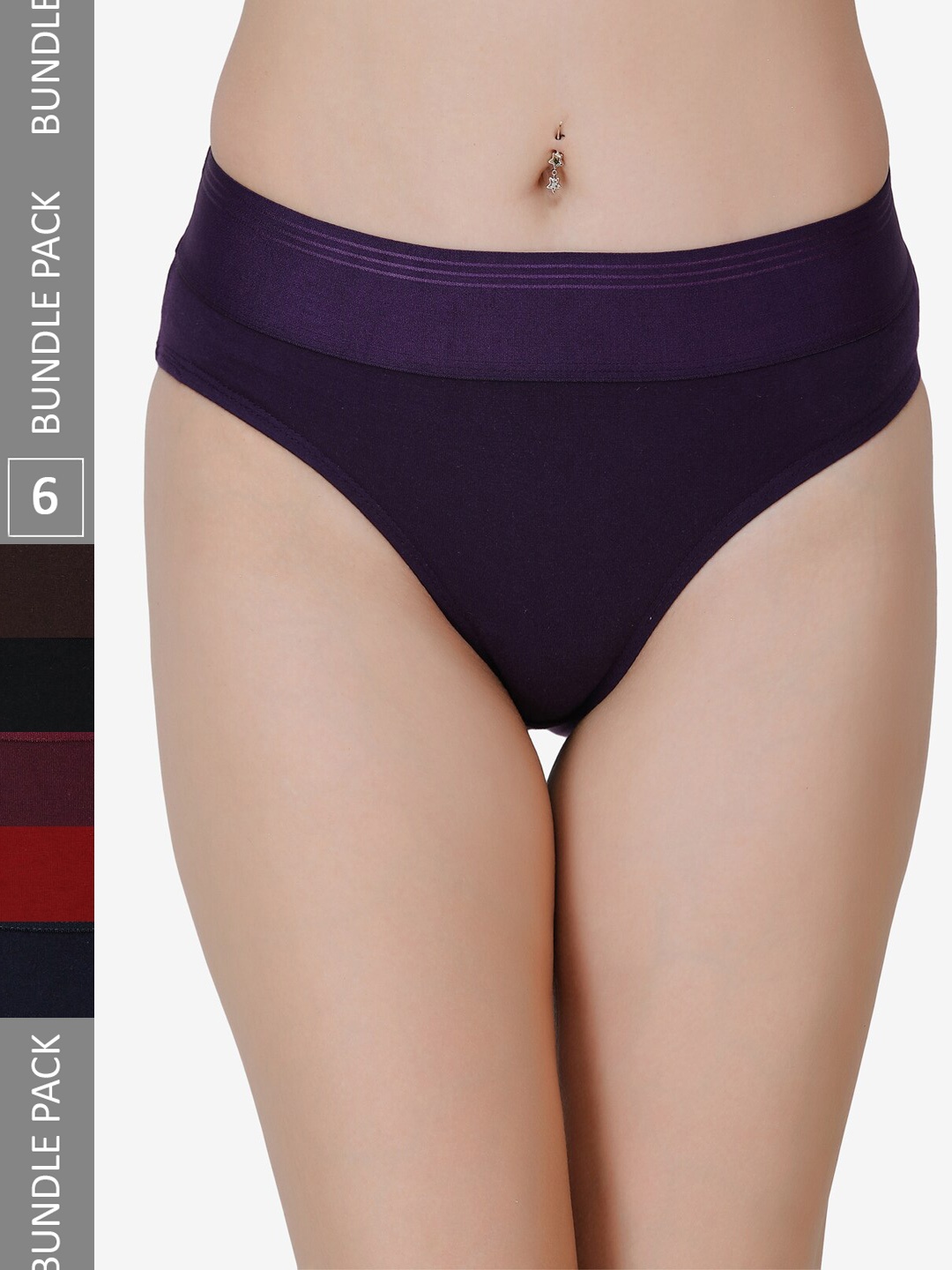 

Docare Women Pack of 6 Cotton Hipster Briefs, Brown