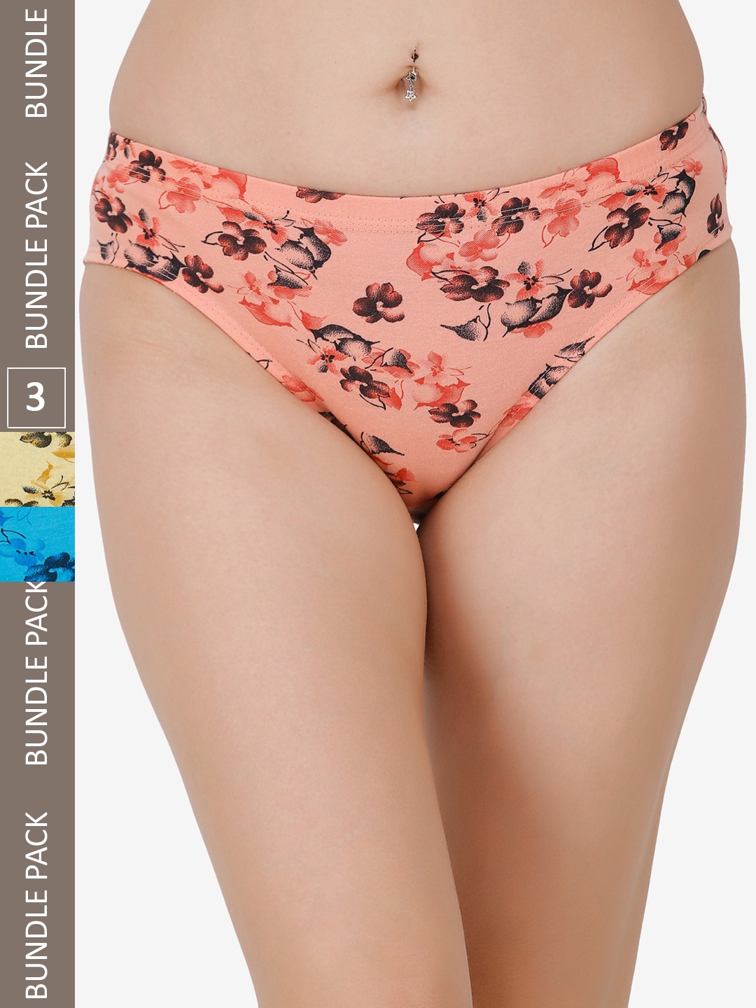 

Docare Women Pack of 3 Printed Cotton Hipster Briefs, Peach
