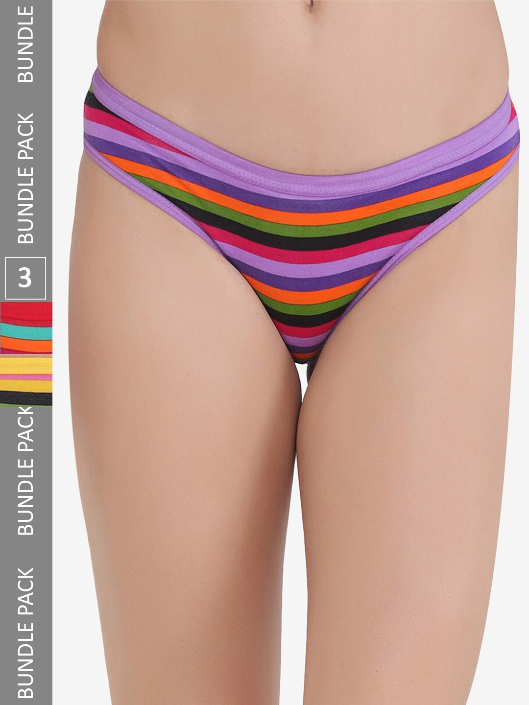 

Docare Women Pack Of 6 Striped Cotton Briefs, Purple