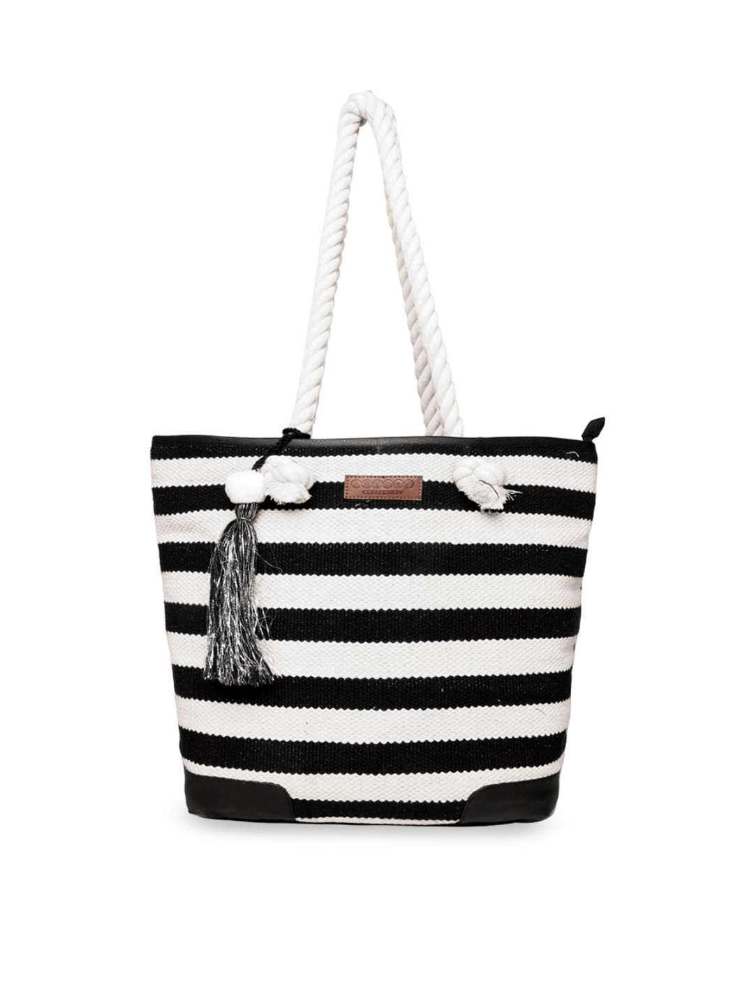 

ASTRID Blue Striped Oversized Shopper Tote Bag with Tasselled