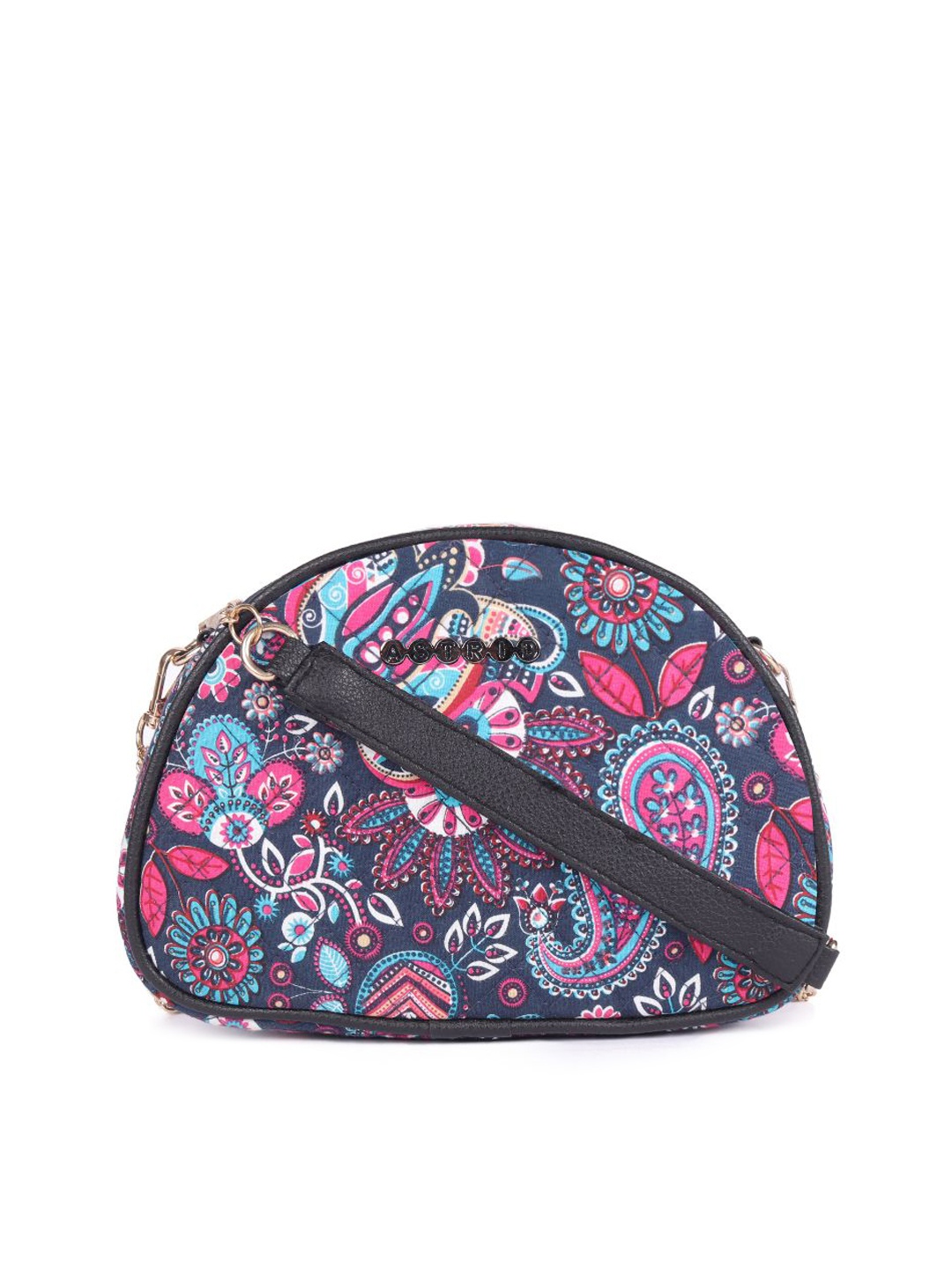

ASTRID Ethnic Motifs Printed Structured Sling Bag, Blue