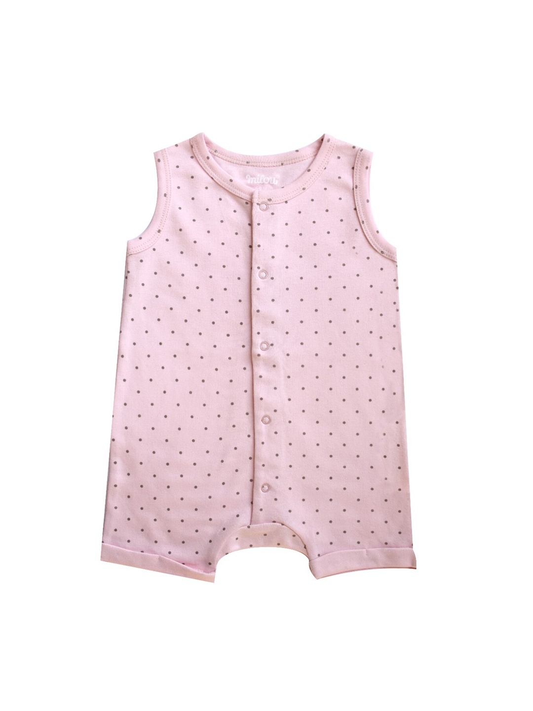 

milou Infants Polka Dot Printed Pure Cotton Romper, Pink