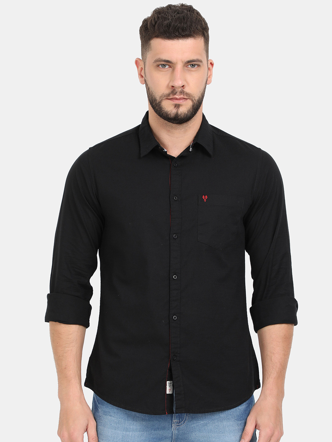 

VUDU Men Comfort Cotton Casual Shirt, Black