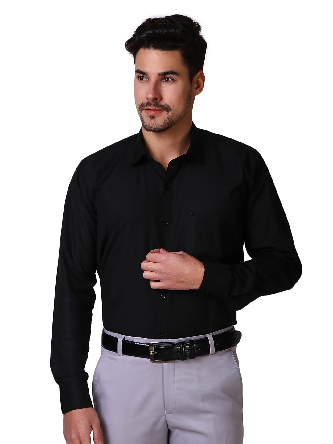 

RIENER Men Comfort Formal Shirt, Black