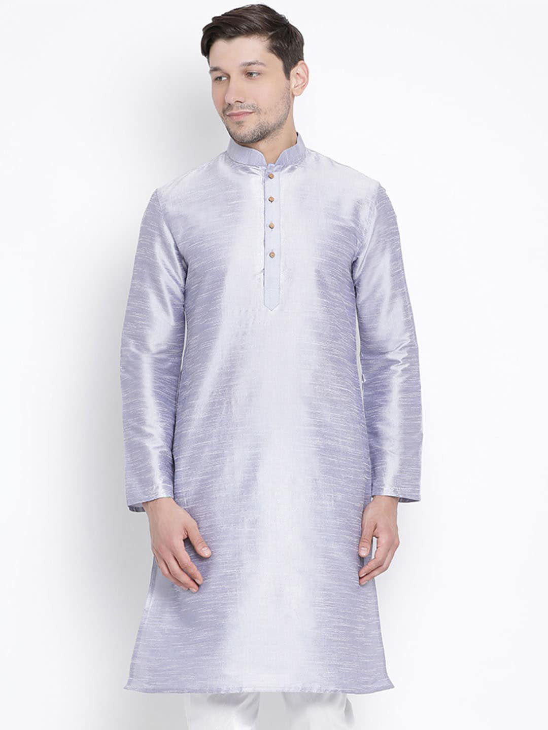 

VASTRAMAY Men Silk Kurta, Lavender