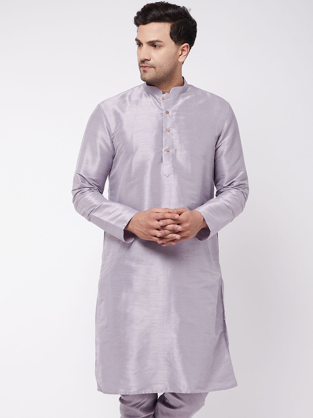 

VASTRAMAY Men Mandarin Collar Kurta, Lavender