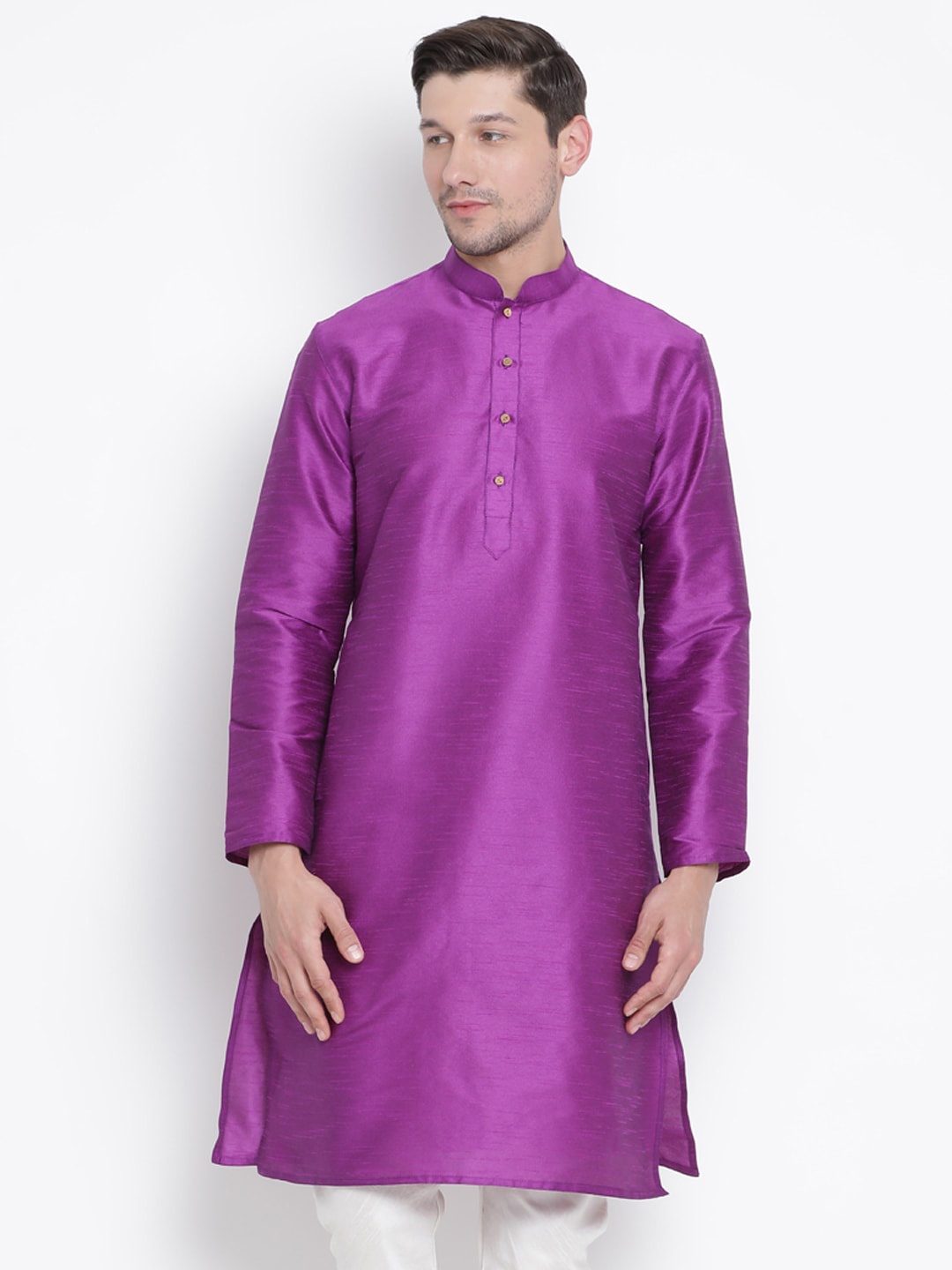 

VASTRAMAY Men Mandarin Collar Kurta, Purple