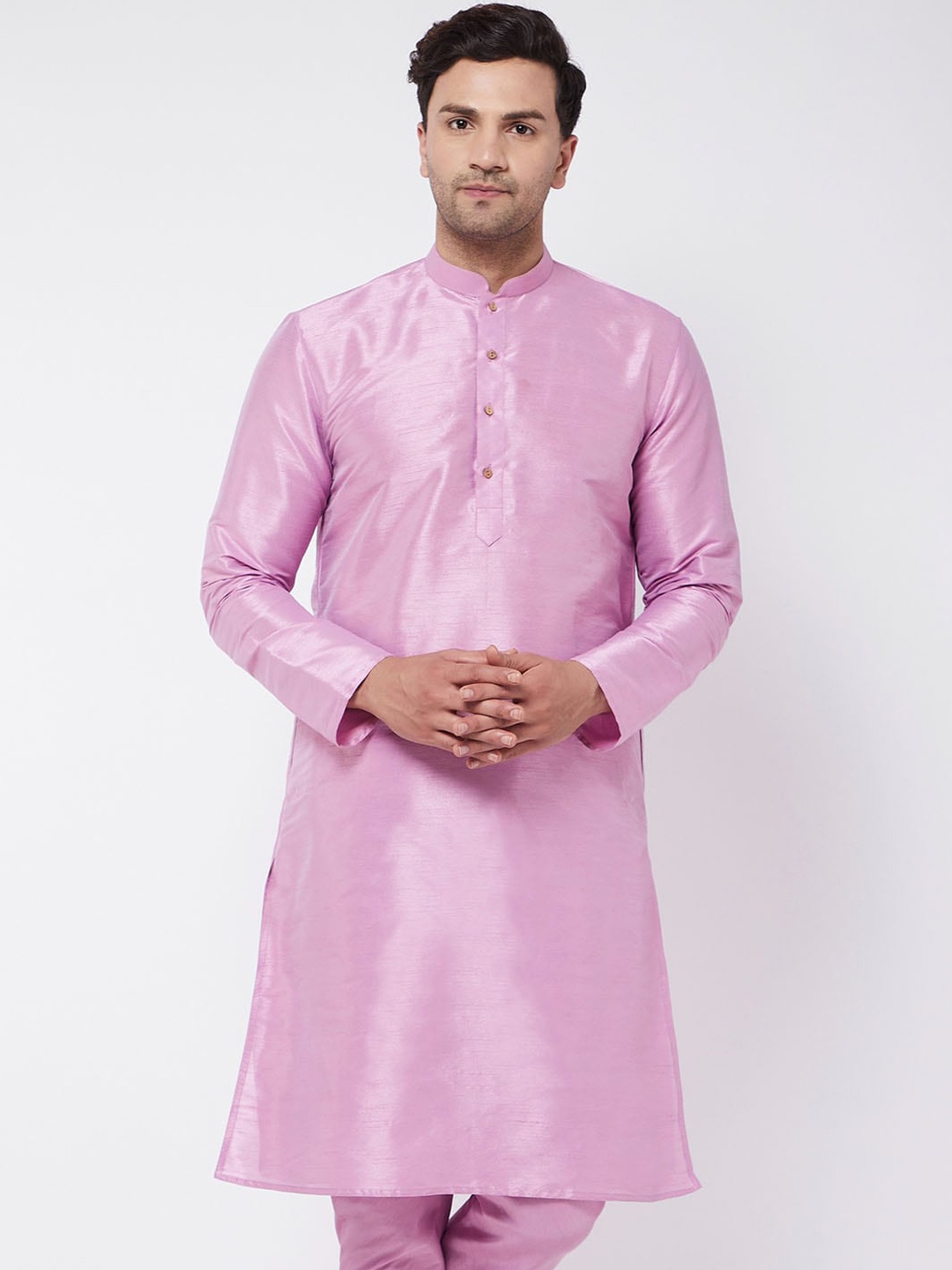 

VASTRAMAY Men Silk Kurta, Pink