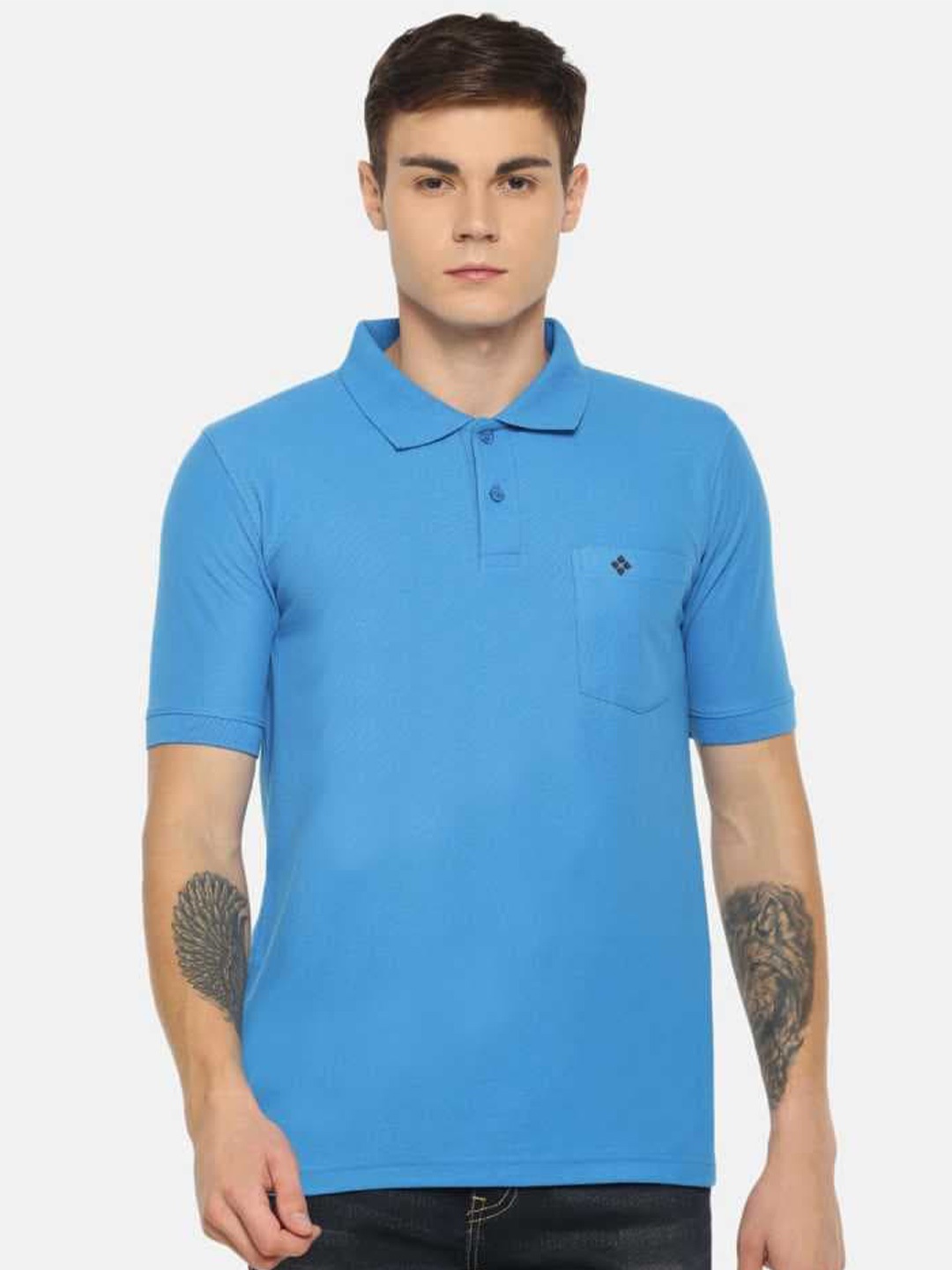 

Dollar Men Polo Collar Cotton T-shirt, Blue