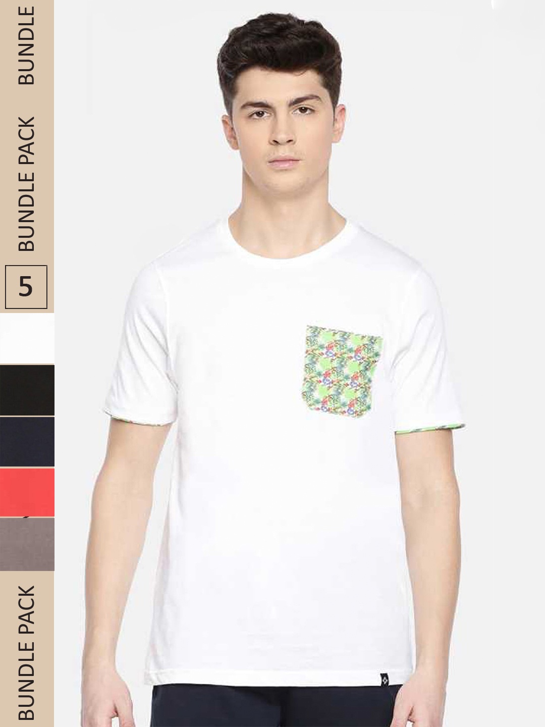 Dollar Men Pack of 5 Cotton T-shirt, White