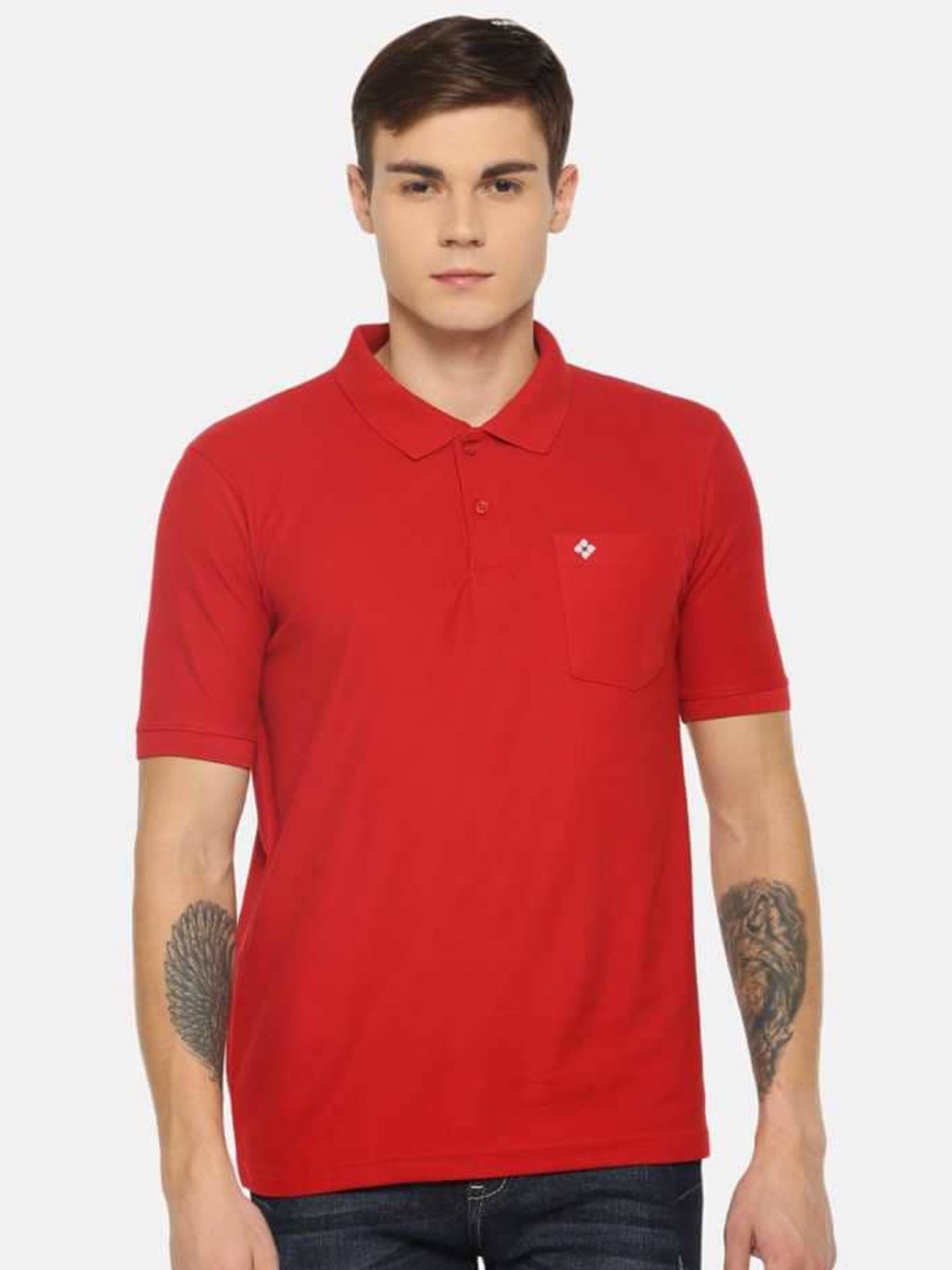 

Dollar Men Polo Collar Cotton T-shirt, Red