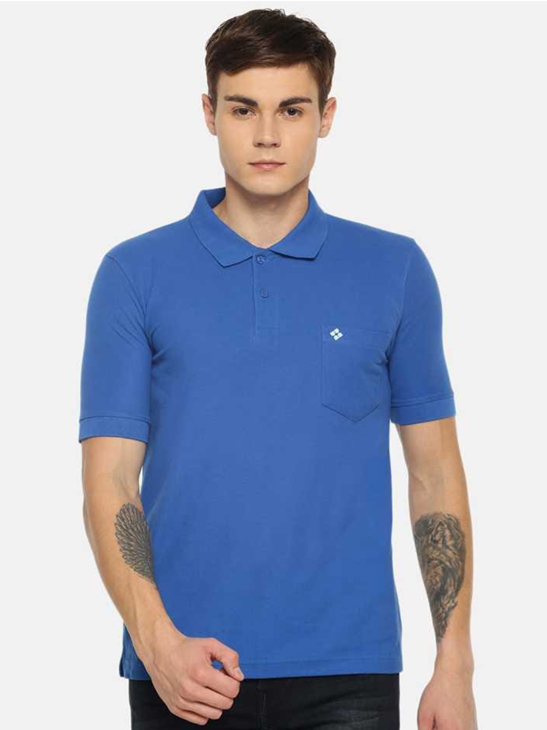 

Dollar Men Polo Collar Cotton T-shirt, Blue