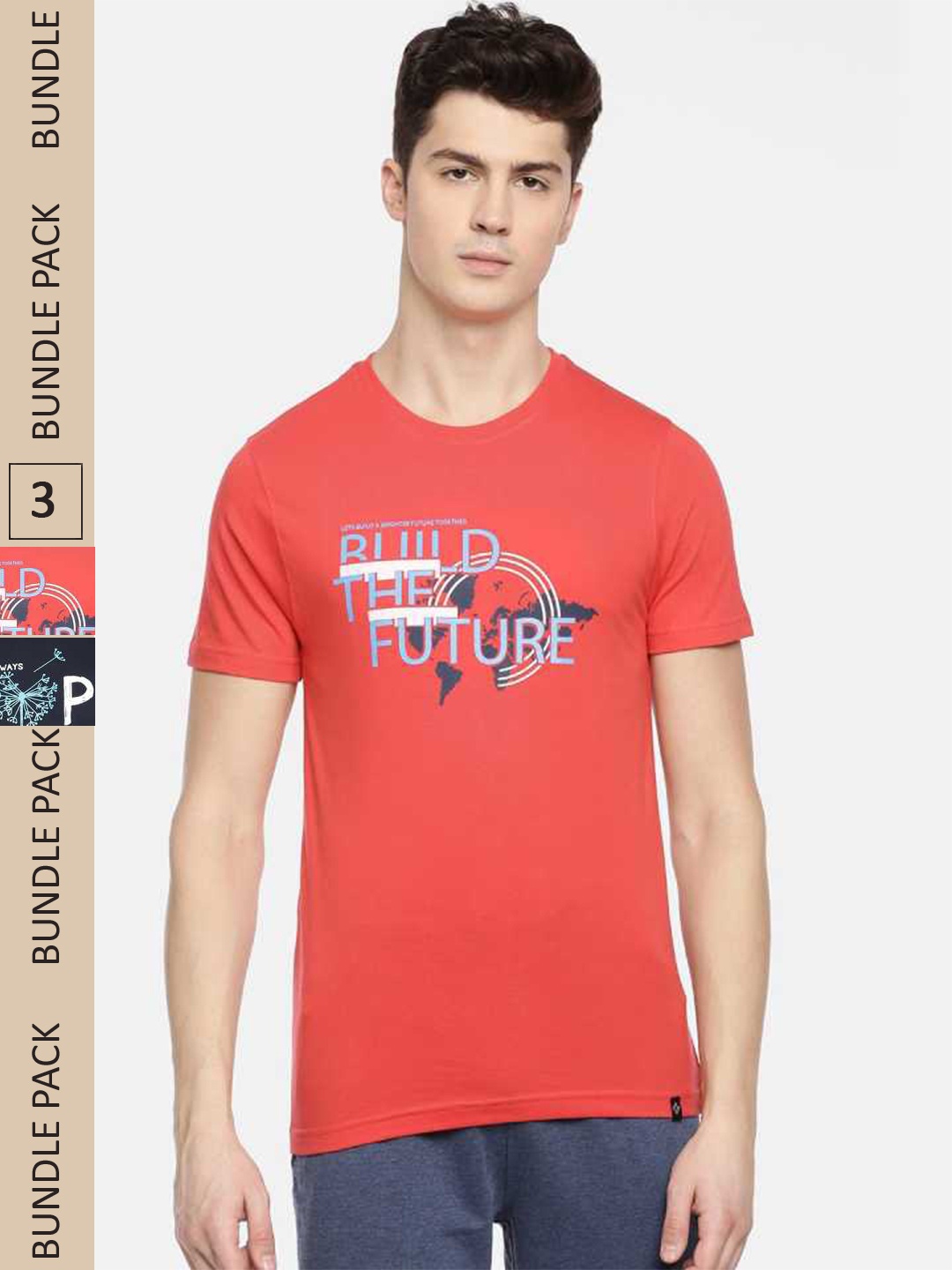 

Dollar Men Pack Of 2 Printed Cotton T-shirt, Red