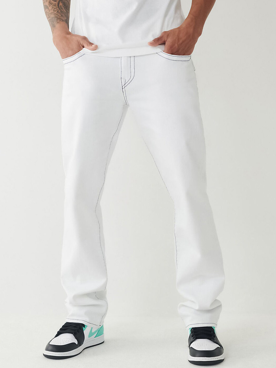 

True Religion Men Mid Rise Straight Fit Jeans, White