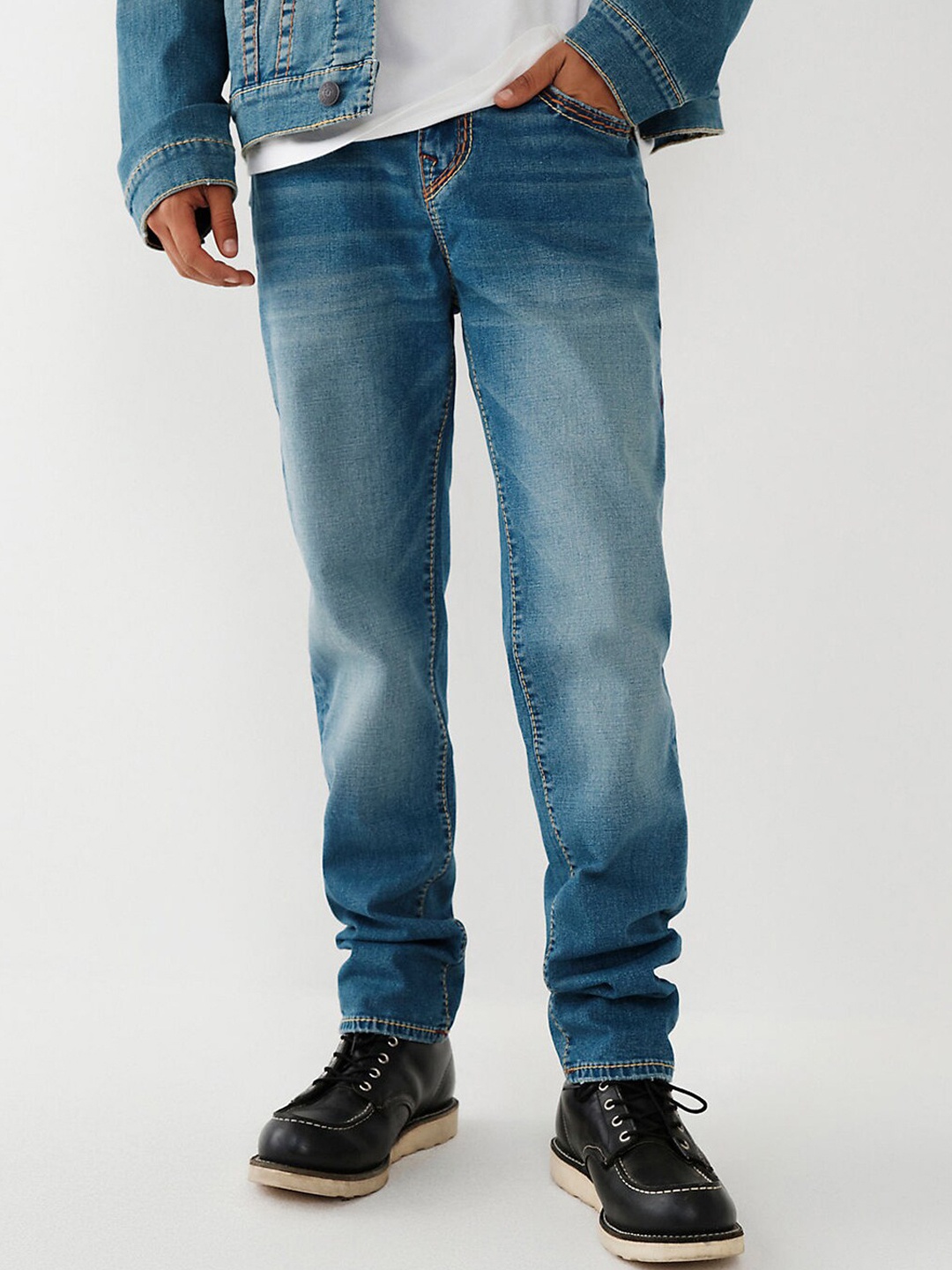 

True Religion Men Big T Rocco Skinny Fit Heavy Fade Jeans, Blue