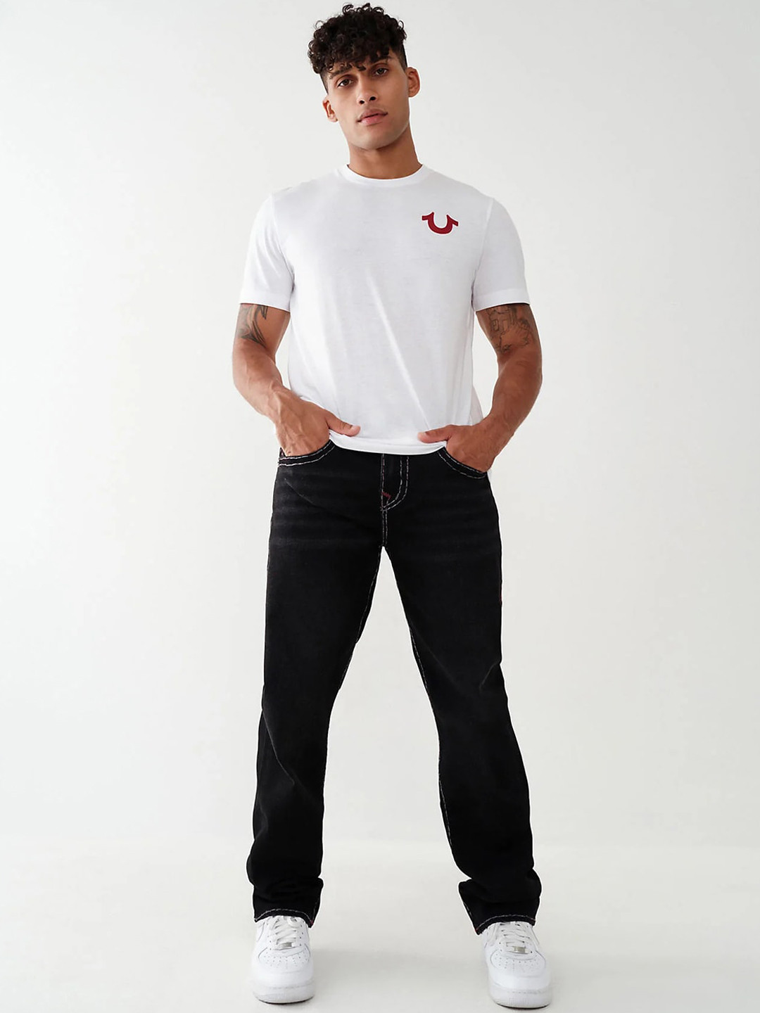 

True Religion Men Ricky Mid Rise Straight Fit Jeans, Black