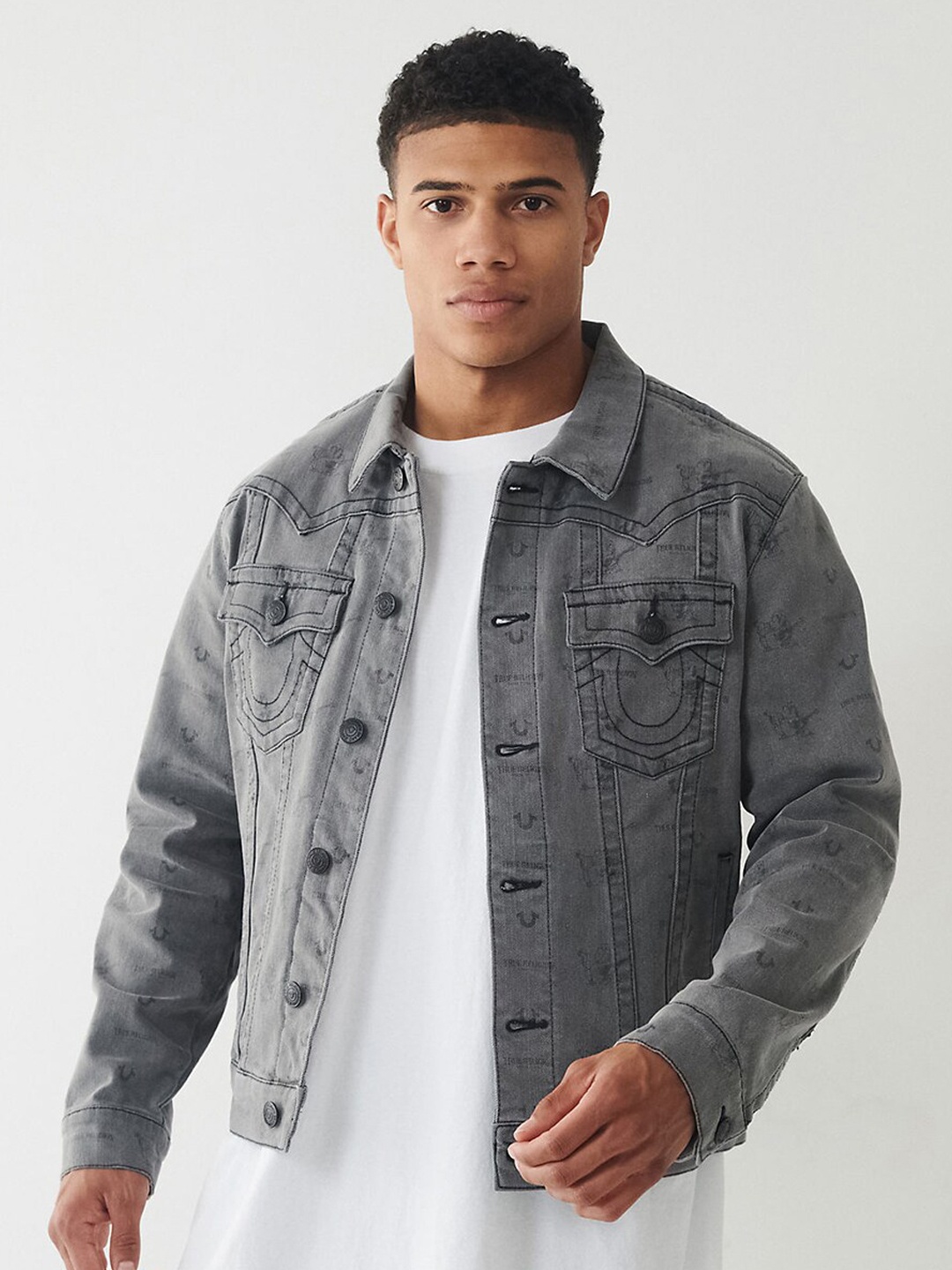 

True Religion Men Denim Jacket, Grey